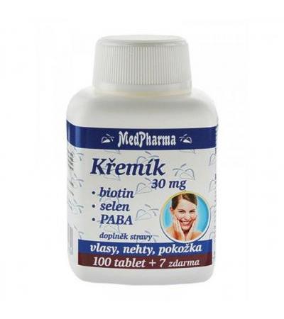 MedPharma SILICON 30mg + BIOTIN + SELENIUM + PABA 100 tablets + 7 FOR FREE