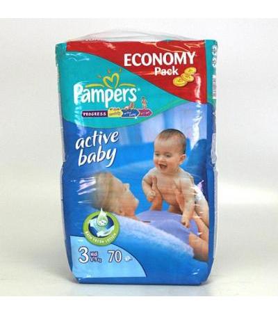 PAMPERS nappies 3 MIDI 4-9kg 68pcs Active baby