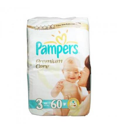 PAMPERS nappies 3 MIDI 5-9kg 60pcs Premium Care