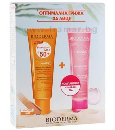 БИОДЕРМА КОМПЛЕКТ ФОТОДЕРМ МАКС АКВАФЛУИД SPF 50+ ЗЛАТИСТ ЦВЯТ 40 мл + СЕНСИБИО ГЕЛ МУСАНТ 45 мл