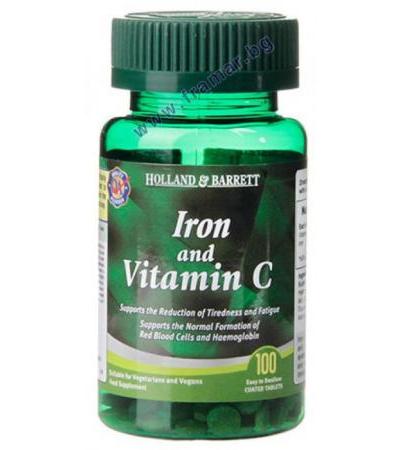 ЖЕЛЯЗО + ВИТАМИН Ц таблетки * 100 HOLLAND & BARRETT