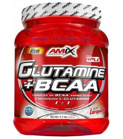 АМИКС Л-ГЛУТАМИН + BCAA прах 500 гр.