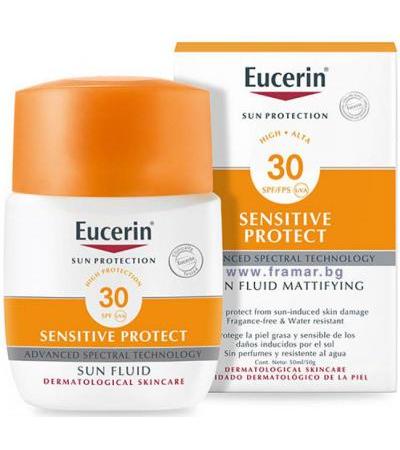 ЕУЦЕРИН SPF 30 СЛЪНЦЕЗАЩИТЕН МАТИРАЩ ФЛУИД ЗА ЛИЦЕ 50 мл.