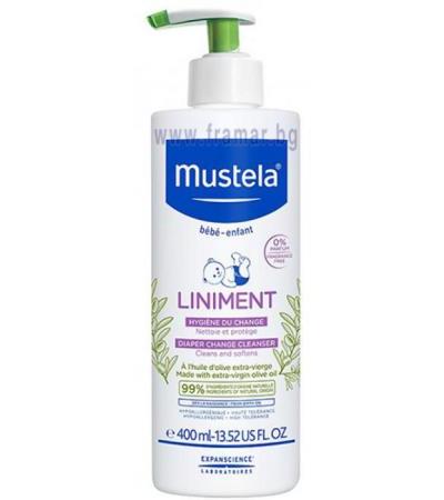 МУСТЕЛА - LINIMENT ПОЧИСТВАЩ ЛОСИНО ПРИ СМЯНА НА ПЕЛЕНИТЕ 400 мл