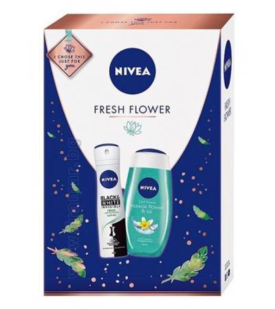 НИВЕА КОМПЛЕКТ FRESH FLOWER ДУШ ГЕЛ ХАВАЙ ФЛАУЪР ЕНД ОЙЛ 250 мл + ДЕЗОДОРАНТ ИНВИЗИБЪЛ ФОР БЛЕК ЕНД УАЙТ ФРЕШ 150 мл