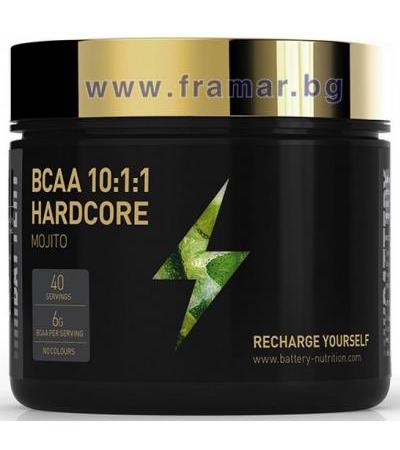 БАТЕРИ НУТРИШЪН BCAA 10:1:1 HARDCORE ОВКУСЕН прах 300 гр.