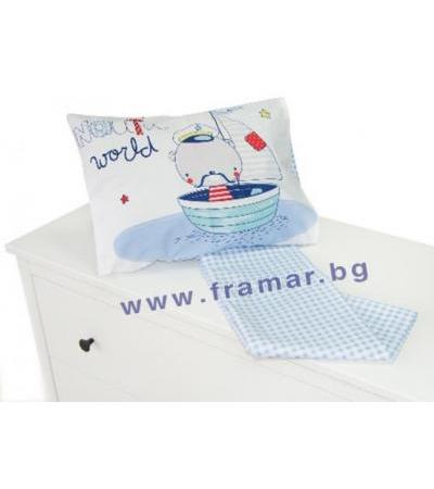 КИКА БО СПАЛЕН КОМПЛЕКТ 2 ЧАСТИ NAUTIK / BLUE CHECKS 70 см. / 140 см. / 15 см.