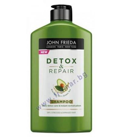 ДЖОН ФРИЕДА DETOX & REPAIR ДЕТОКСИКИРАЩ ВЪЗСТАНОВЯВАЩ ШАМПОАН ЗА СУХА, УВРЕДЕНА И СТРЕСИРАНА КОСА 250 мл