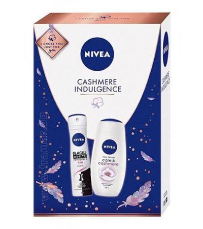 НИВЕА КОМПЛЕКТ CASHMERE INDULGENCE ДУШ ГЕЛ КАШМИР 250 мл + ДЕЗОДОРАНТ ИНВИЗИБЪЛ ФОР БЛЕК ЕНД УАЙТ КЛИЪР 150 мл