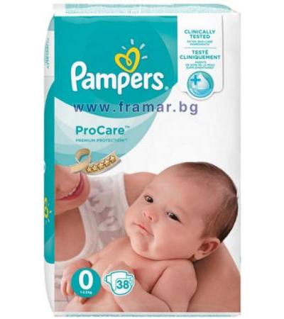 ПАМПЕРС ПРО КЕЪР ЗА НЕДОНОСЕНИ БЕБЕТА до 2.5 кг. * 38