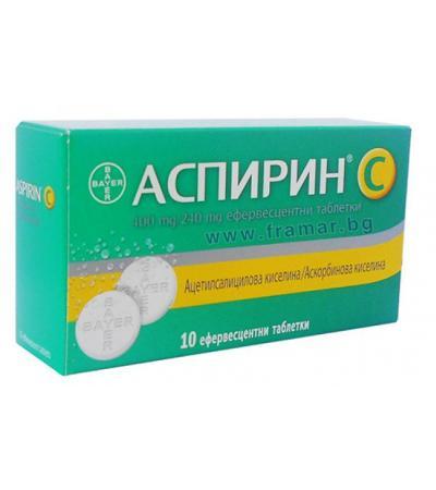 АСПИРИН + ВИТАМИН Ц ефервесцентни таблетки * 10 BAYER