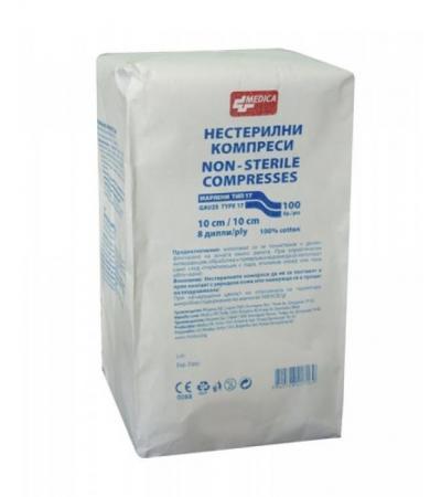 КОМПРЕСИ НЕСТЕРИЛНИ 10 см./10 см. * 8 ДИПЛИ * 100 БР.