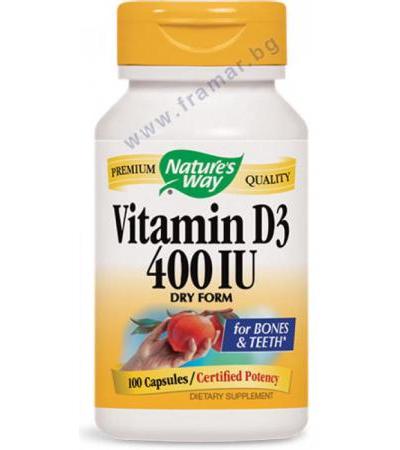 ВИТАМИН Д СУХ капсули 400 IU * 100 NATURE'S WAY