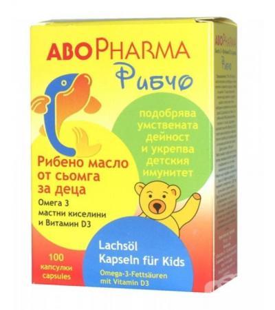 АБОФАРМА РИБЕНО МАСЛО ОТ СЬОМГА ЗА ДЕЦА (РИБЧО) капсули * 100