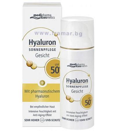 ФАРМА ХИАЛУРОН АНТИ - ЕЙДЖ КРЕМ С МНОГО ВИСОК СЛЪНЦЕЗАЩИТЕН ФАКТОР SPF 50+ И ФАРМАЦЕВТИЧЕН КЛАС ХИАЛУРОНОВА КИСЕЛИНА ЗА ЛИЦЕ, ШИЯ И ДЕКОЛТЕ 50 мл