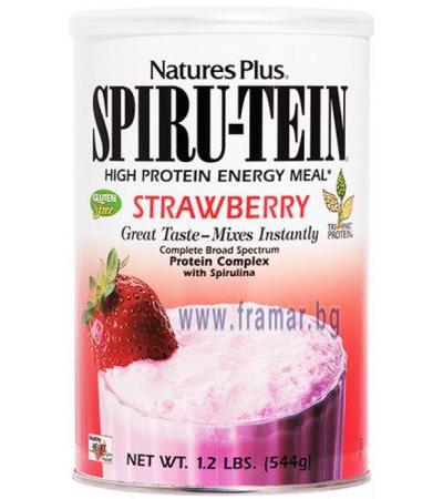 НЕЙЧЪРС ПЛЮС SPIRU - TEIN ПРОТЕИНОВ ШЕЙК С ВКУС НА ЯГОДА 544 гр.