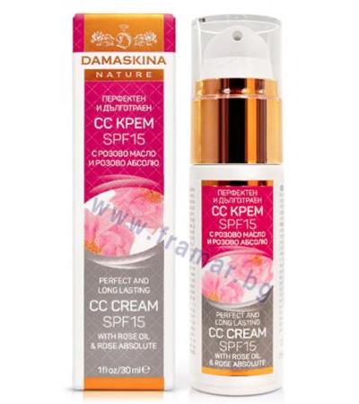 ДАМАСКИНА ПЕРФЕКТЕН И ДЪЛГОТРАЕН СС КРЕМ СЪС SPF 15, РОЗОВО МАСЛО И РОЗОВО АБСОЛЮ 30 мл