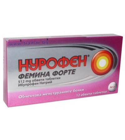 НУРОФЕН ФЕМИНА ФОРТЕ обвити таблетки 512 мг * 12