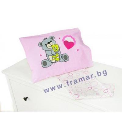 КИКА БО СПАЛЕН КОМПЛЕКТ 2 ЧАСТИ PINK BEAR / КРЪГОВЕ 60 см. / 120 см. / 15 см.