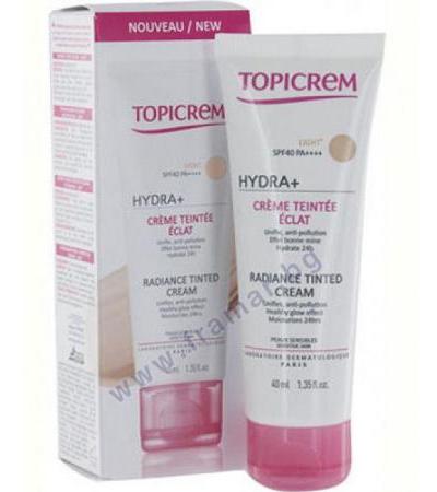 ТОПИКРЕМ ХИДРА+ ОЦВЕТЕН КРЕМ ЗА ЛИЦЕ СЪС SPF 40 ЛАЙТ (СВЕТЪЛ ЦВЯТ) 40 мл