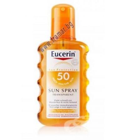 ЕУЦЕРИН ПРОЗРАЧЕН СЛЪНЦЕЗАЩИТЕН СПРЕЙ ЗА ЛИЦЕ И ТЯЛО SPF 50 200 мл.