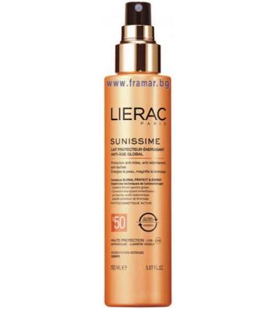 ЛИЕРАК СЪНИСИМ СЛЪНЦЕЗАЩИТНО ЕНЕРГИЗИРАЩО МЛЯКО ЗА ТЯЛО SPF 50 150 мл.