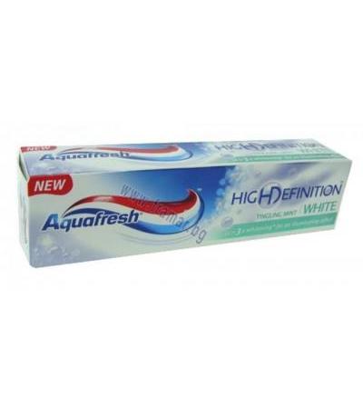 ПАСТА ЗА ЗЪБИ АКВАФРЕШ HIGH DEFINITON WHITE TINGLING MINT FLUORIDE 75 мл.
