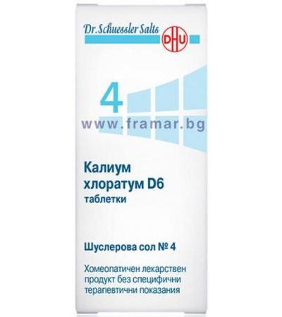 ШУСЛЕРОВА СОЛ НОМЕР 4 КАЛИУМ ХЛОРАТУМ D 6 таблетки * 80