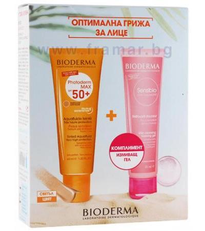 БИОДЕРМА КОМПЛЕКТ ФОТОДЕРМ МАКС АКВАФЛУИД SPF 50+ СВЕТЪЛ ЦВЯТ 40 мл + СЕНСИБИО ГЕЛ МУСАНТ 45 мл