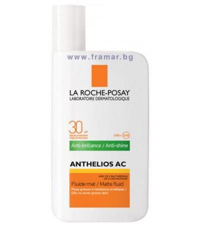 ЛА РОШ АНТЕЛИОС AC SPF 30 СЛЪНЦЕЗАЩИТЕН ФЛУИД ЗА ЛИЦЕ ЗА МАЗНА И ПРЕДРАЗПОЛОЖЕНА КЪМ АКНЕ КОЖА 50 мл.
