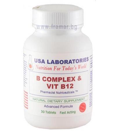 ВИТАМИН Б КОМПЛЕКС + Б 12 таблетки * 30 USA LABORATORIES