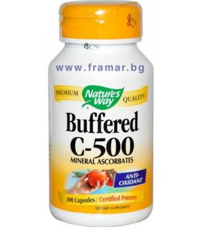 ВИТАМИН Ц БУФЕРИРАН капсули 500 мг. * 100 NATURE'S WAY