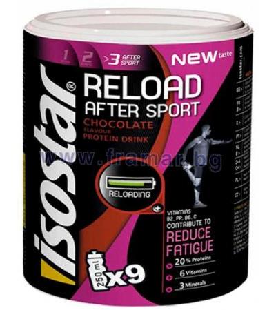 ИЗОСТАР RELOAD AFTER SPORT ПРАХ С ВКУС НА ШОКОЛАД 450 гр.