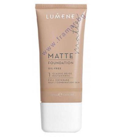 ЛУМЕНЕ МАТИРАЩ ФОН ДЬО ТЕН MATT OIL - FREE ЗА МАЗНА И КОМБИНИРАНА КОЖА № 1 CLASSIC BEIGE 30 мл