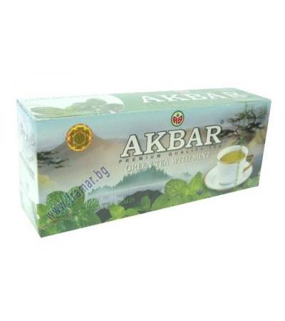 ЧАЙ АКБАР ЗЕЛЕН С МЕНТА ФИЛТЪР * 25 бр.
