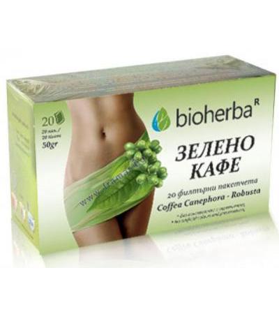 БИОХЕРБА ЧАЙ ЗЕЛЕНО КАФЕ ФИЛТЪР * 20 бр.