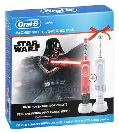 КОМПЛЕКТ ЕЛЕКТРИЧЕСКИ ЧЕТКИ ЗА ЗЪБИ ОРАЛ - Б STAR WARS