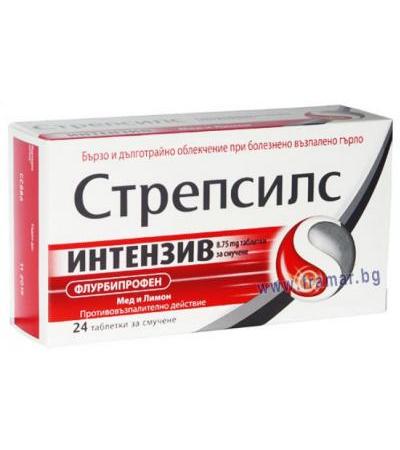 СТРЕПСИЛС ИНТЕНЗИВ МЕД И ЛИМОН таблетки за смучене * 24
