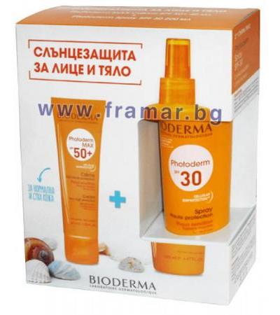 БИОДЕРМА ФОТОДЕРМ КОМПЛЕКТ - МАКС КРЕМ SPF 50+ БЕЗ ЦВЯТ 40 мл. + СПРЕЙ SPF 30 200 мл.