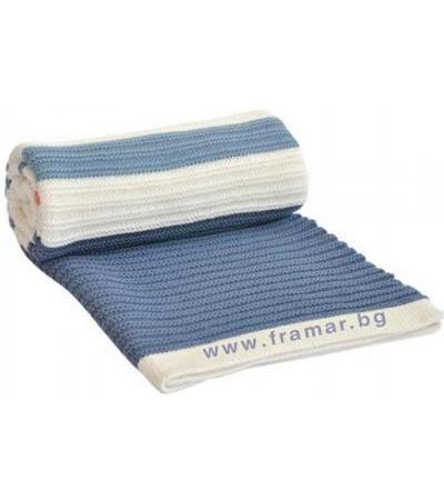 КИКА БО ПЛЕТЕНО ОДЕЯЛО STRIPES ТЪМНО СИНЬО / ЧЕРВЕНО