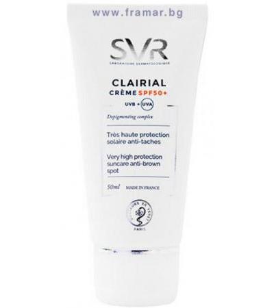 КЛЕРИАЛ ДНЕВЕН ДЕПИГМЕНТИРАЩ КРЕМ СЪС СЛЪНЦЕЗАЩИТЕН ФАКТОР SPF 50+ 50 мл. SVR