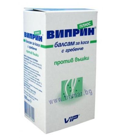 ВИПРИН ПЛЮС ПРОТИВ ВЪШКИ И ГНИДИ балсам + гребен 100 мл.
