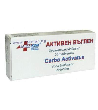 АКТИВЕН ВЪГЛЕН таблетки 250 мг. * 20 ФАРМАКОМ