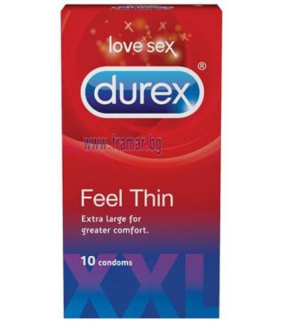 ПРЕЗЕРВАТИВИ ДУРЕКС FEEL THIN XXL * 10