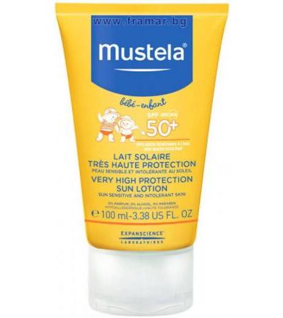 МУСТЕЛА БЕБЕ - СЛЪНЦЕЗАЩИТЕН ЛОСИОН ЗА БЕБЕТА И ДЕЦА SPF 50+ 100 мл