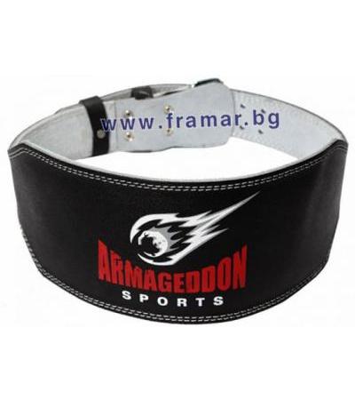 АРМАГЕДОН СПОРТС ФИТНЕС КОЛАН ОТ ЕСТЕСТВЕНА КОЖА, ширина 15 см, размери S, M, L, XL, XXL, XXXL