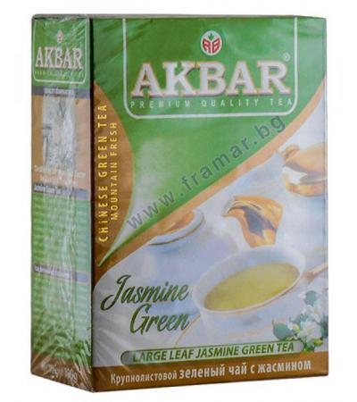 ЧАЙ АКБАР ЗЕЛЕН С ЖАСМИН листа 100 гр.