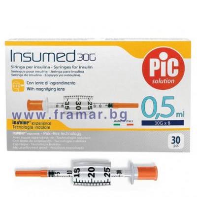 СПРИНЦОВКА ИНСУЛИНОВА PIC INSUMED 30G 0.5 мл * 30