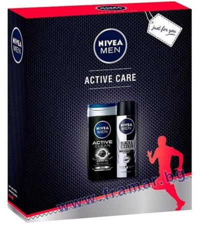 НИВЕА МЕН КОМПЛЕКТ ACTIVE CARE ДУШ ГЕЛ 250 мл + ДЕЗОДОРАНТ СПРЕЙ ИНВИЗИБЪЛ БЛЕК ЕНД УАЙТ 150 мл