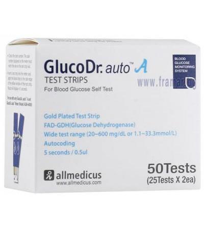 ТЕСТ ЛЕНТИ ЗА АПАРАТ ЗА КРЪВНА ЗАХАР GLUCODR AUTO * 50